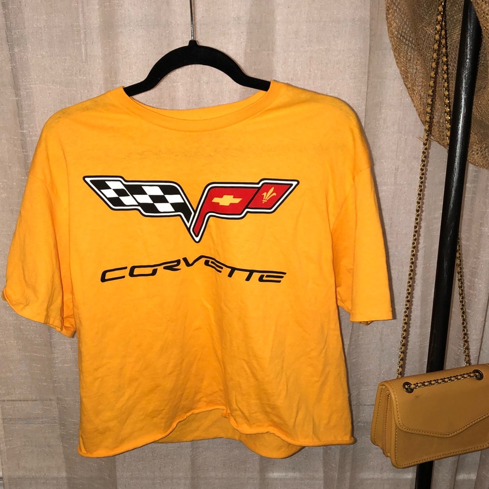 Yellow Corvette symbol crop top